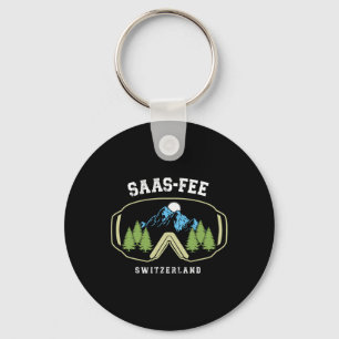Saas-fee Ski Goggles Resort Swiss Alps Skiing Swit Key Ring