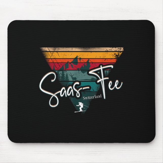 Saas-fee Ski Resort Swiss Alps Alpine Skiing Switz Mouse Pad (Front)