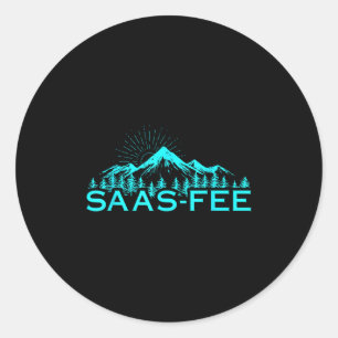Saas-fee Ski Resort Swiss Alps Skiing Switzerland  Classic Round Sticker