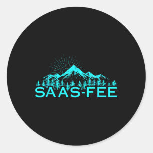 Saas-fee Ski Resort Swiss Alps Skiing Switzerland Classic Round Sticker