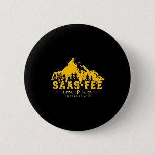 Saas-fee Switzerland Ski Resort Alpine Skiing Swis 6 Cm Round Badge