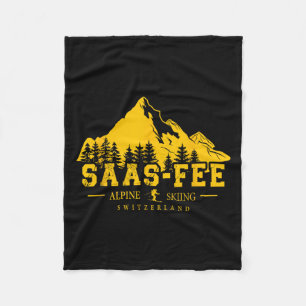 Saas-fee Switzerland Ski Resort Alpine Skiing Swis Fleece Blanket