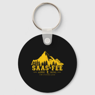 Saas-fee Switzerland Ski Resort Alpine Skiing Swis Key Ring