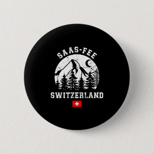 Saas-fee Switzerland Ski Resort Alps Alpine Skiing 6 Cm Round Badge