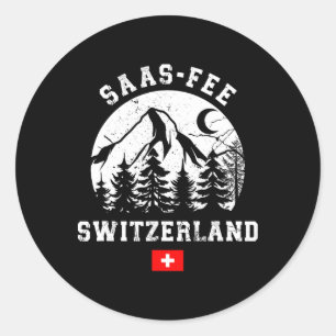 Saas-fee Switzerland Ski Resort Alps Alpine Skiing Classic Round Sticker