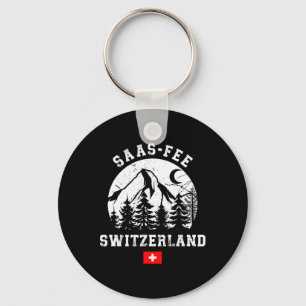 Saas-fee Switzerland Ski Resort Alps Alpine Skiing Key Ring
