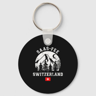 Saas-fee Switzerland Ski Resort Alps Alpine Skiing Key Ring