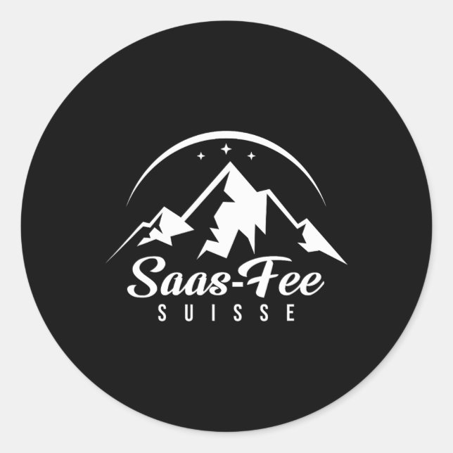 Saas-fee Switzerland Ski Resort Skiing Snowboardin Classic Round Sticker (Front)