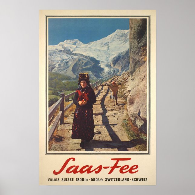 Saas Fee,Valais, Switzerland, Ski Poster (Front)