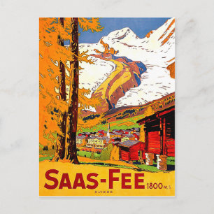 Saas - Fee, village in Switzerland, vintage travel Postcard