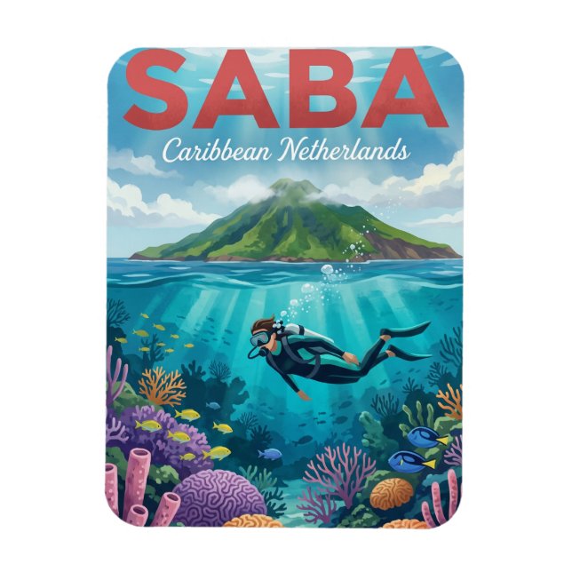 Saba Caribbean Netherlands Magnet (Vertical)