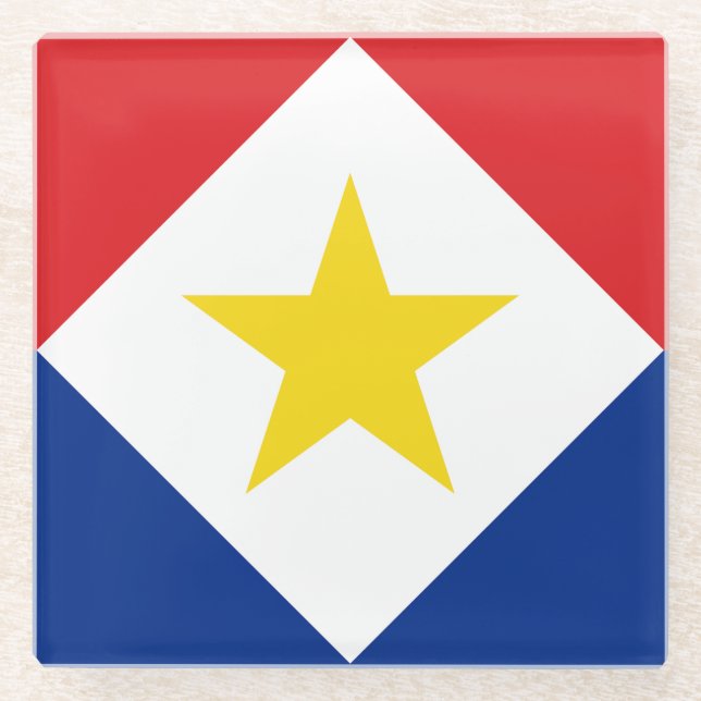 Saba Flag Glass Coaster (Front)