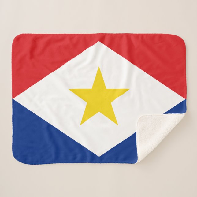 Saba Flag Sherpa Blanket (Front (Horizontal))