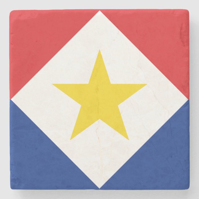 Saba Flag Stone Coaster (Front)