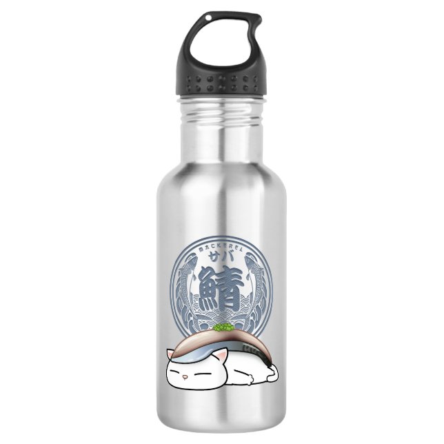 Saba Mackerel Sushi Cat  532 Ml Water Bottle (Front)