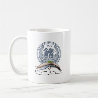 Saba Mackerel Sushi Cat Coffee Mug