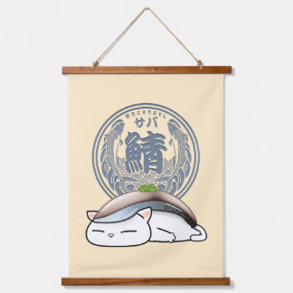 Saba Mackerel Sushi Cat  Hanging Tapestry
