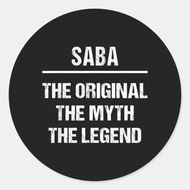 Saba The Original Name Myth Legend Hebrew Classic Round Sticker (Front)