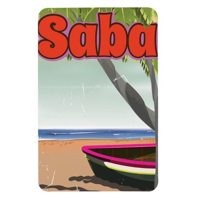 Saba vintage travel poster. magnet (Vertical)
