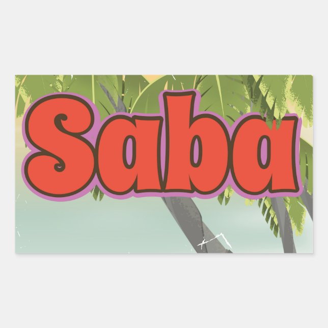 Saba vintage travel poster. rectangular sticker (Front)