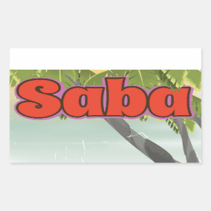 Saba vintage travel poster. rectangular sticker
