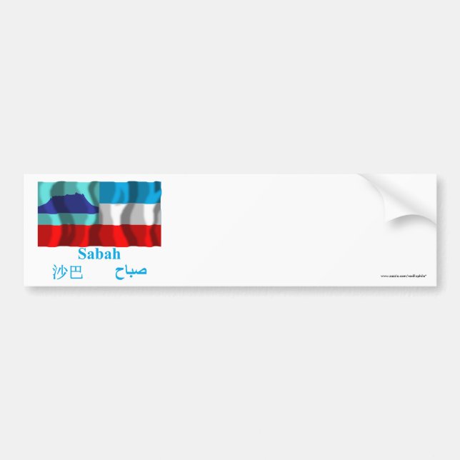 Sabah waving flag with name bumper sticker (Front)