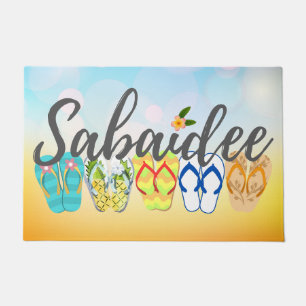 Sabaidee Lao Welcome Doormat - Flipflops