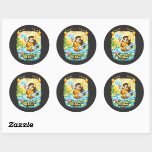 Sabaidee Pi Mai – Cute Lao Girl Water Festival Shi Classic Round Sticker