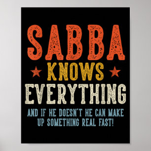 Sabba knows everything father's day retro vintage poster