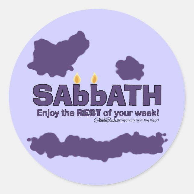 Sabbath with Candles- Enjoy the REST of Your Week Classic Round Sticker (Front)