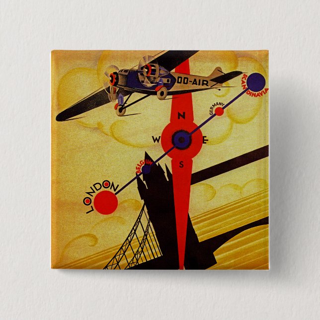 Sabena Art Deco Compass 15 Cm Square Badge (Front)