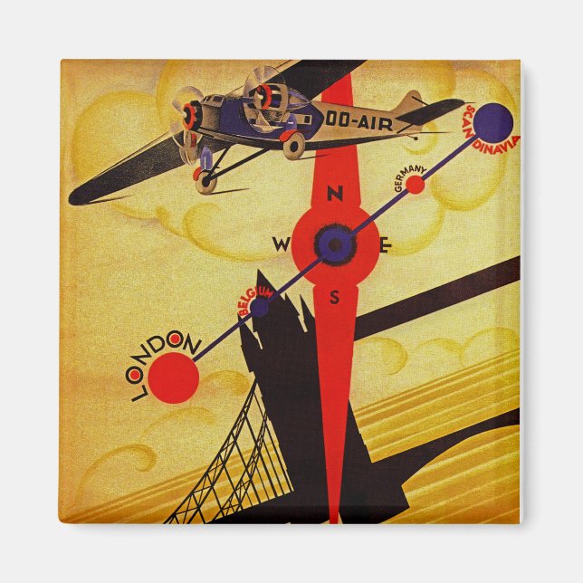 Sabena Art Deco Compass Magnet (Front)