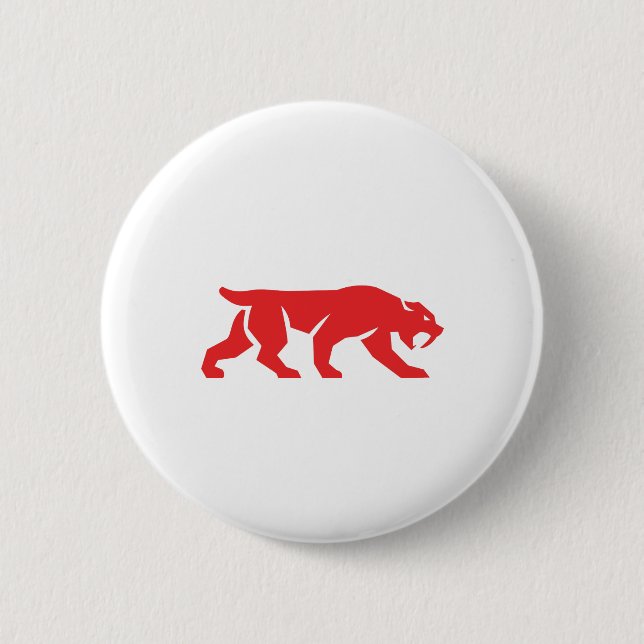 Saber Tooth Tiger Cat Silhouette Retro 6 Cm Round Badge (Front)