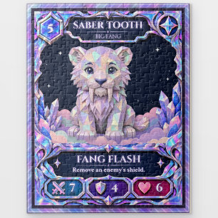 Saber Tooth Tiger, Rainbow Foil Art Jigsaw Puzzle