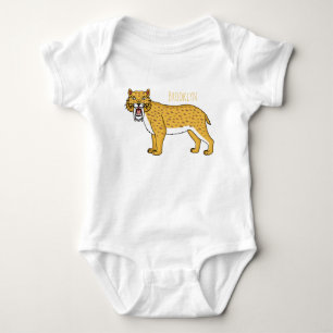 Saber-toothed tiger illustration  baby bodysuit