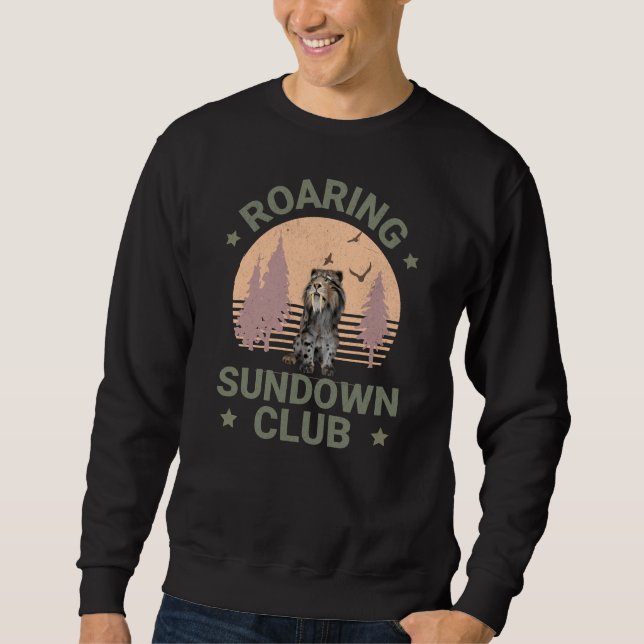 Sabertooth Tiger Retro Forest Sunset Club Sweatshirt (Front)