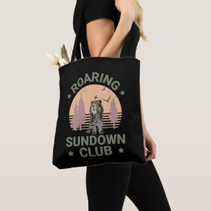 Sabertooth Tiger Retro Forest Sunset Club Tote Bag
