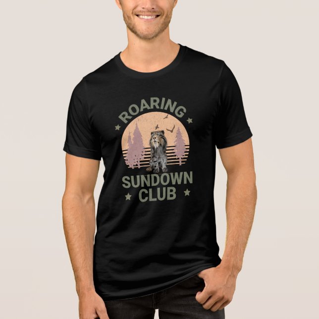 Sabertooth Tiger Retro Forest Sunset Club Tri-Blend Shirt (Front)