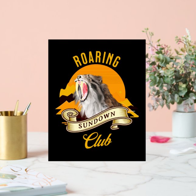Sabertooth Tiger Retro Sunset Adventure Club Acrylic Sign (Wedding)
