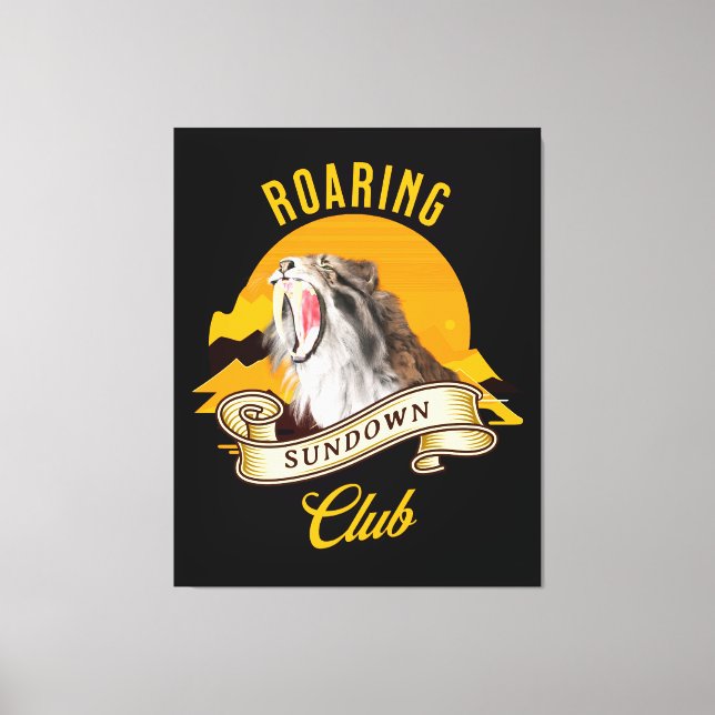 Sabertooth Tiger Retro Sunset Adventure Club Canvas Print (Front)