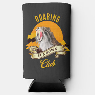 Sabertooth Tiger Retro Sunset Adventure Club Seltzer Can Cooler
