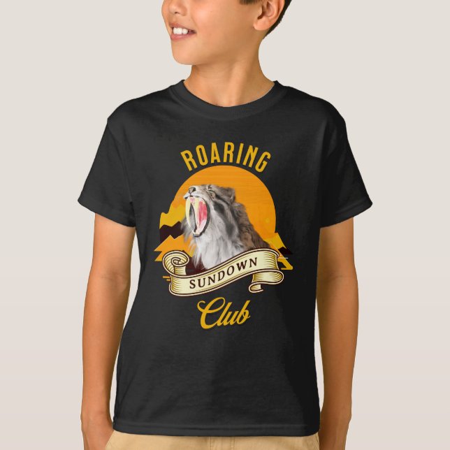 Sabertooth Tiger Retro Sunset Adventure Club T-Shirt (Front)