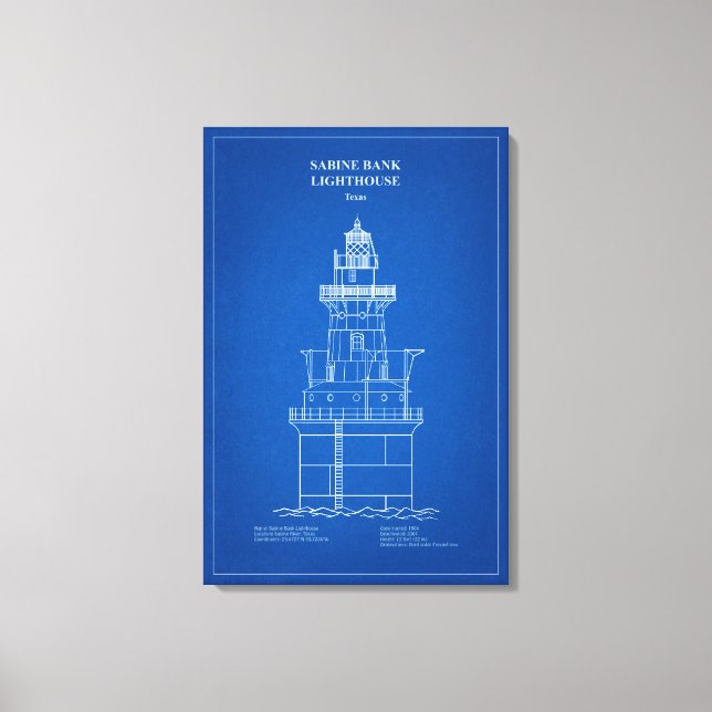 Sabine Bank Lighthouse - Texas – AD Canvas Print (Front)