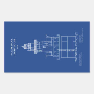 Sabine Bank Lighthouse - Texas – AD Rectangular Sticker