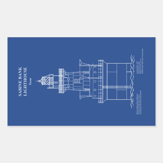 Sabine Bank Lighthouse - Texas – AD Rectangular Sticker (Front)