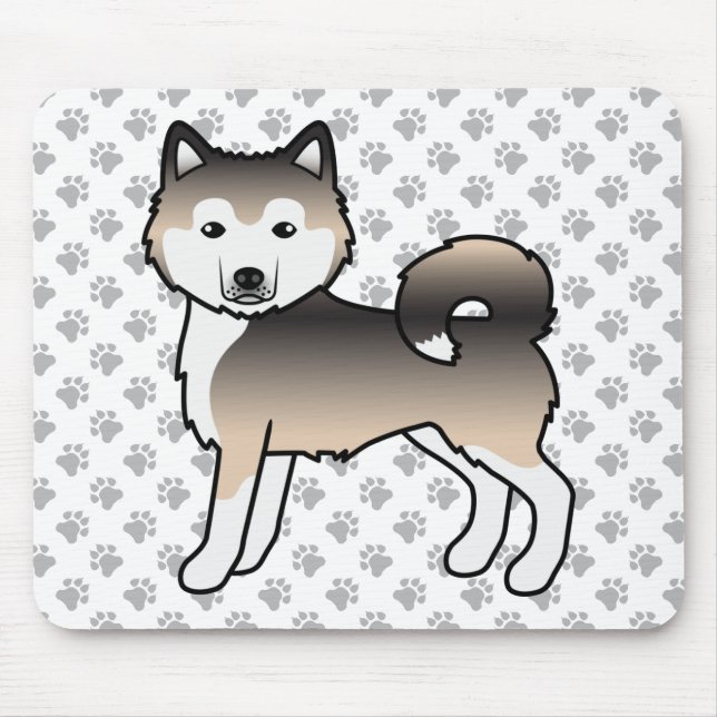 Sable Alaskan Malamute Cute Cartoon Dog Mouse Pad (Front)