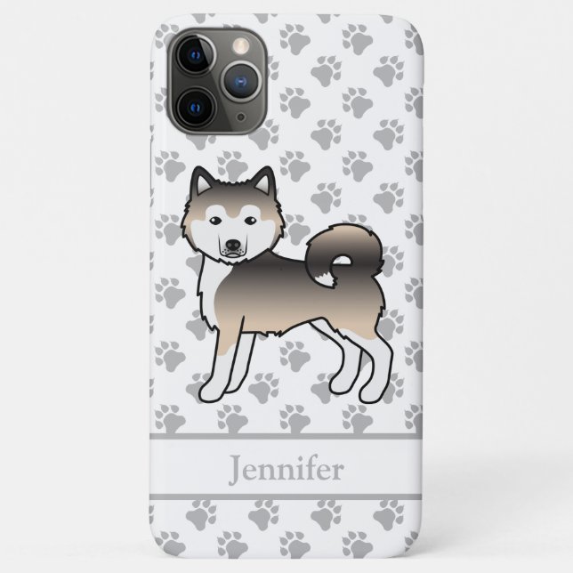 Sable Alaskan Malamute Cute Cartoon Dog & Name Case-Mate iPhone Case (Back)