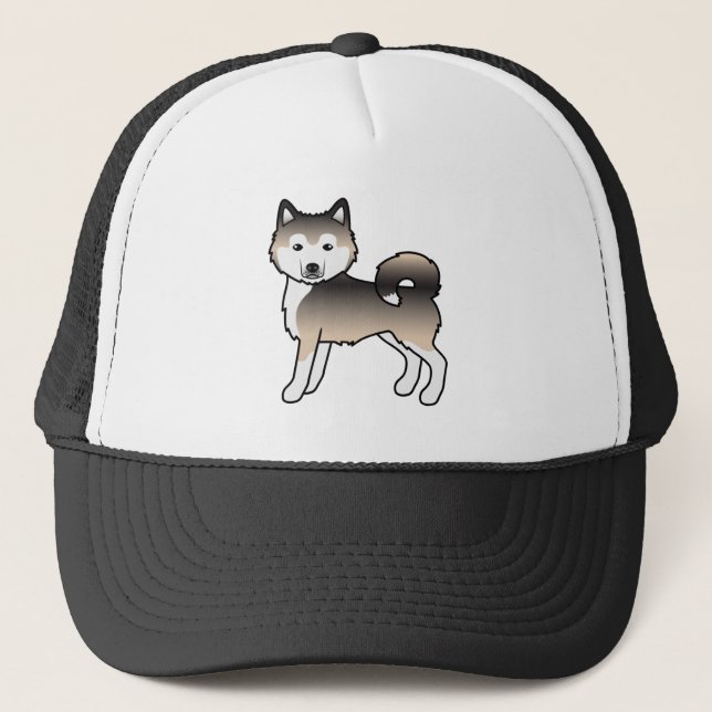 Sable Alaskan Malamute Cute Cartoon Dog Trucker Hat (Front)