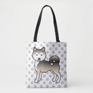 Sable Alaskan Malamute Cute Dog & Paws Tote Bag