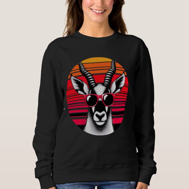 Sable Antelope Retro Vintage Sunset Animal Sunglas Sweatshirt (Front)
